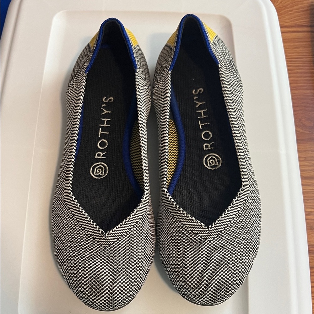 Rothy's Women's Black and Yellow Patterned Flats